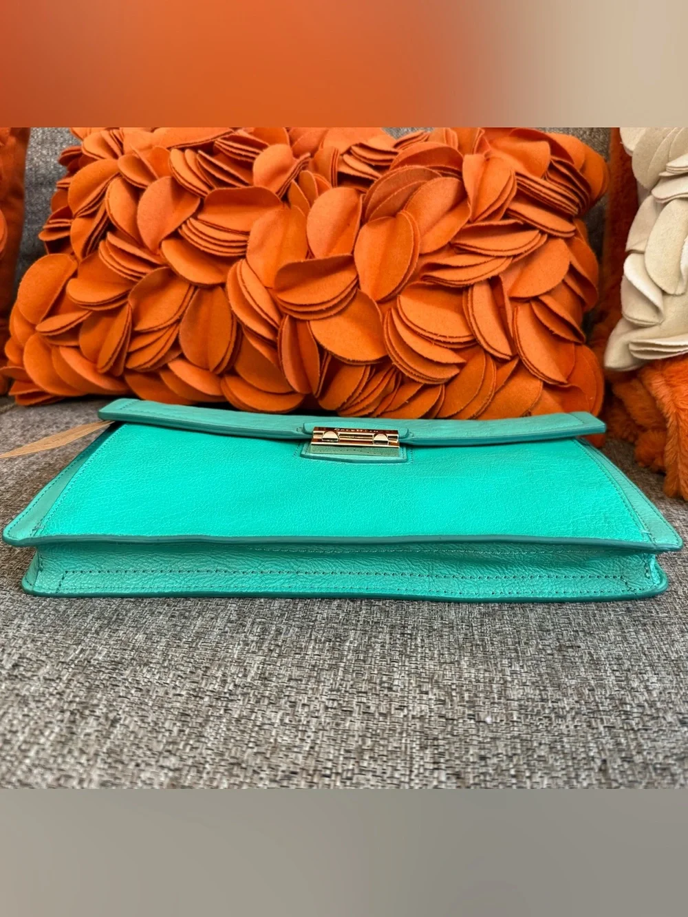 ❣️🆕Vintage Cole Haan Zoe Izzie Clutch in Green Thumb Leather $198 MSRP❣️